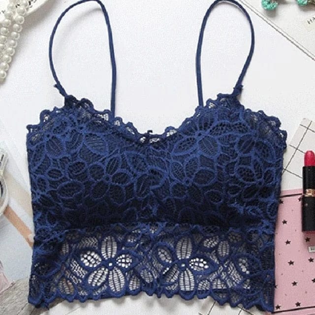 Marine Push-up-Bralette aus Spitze mit fallendem Saum