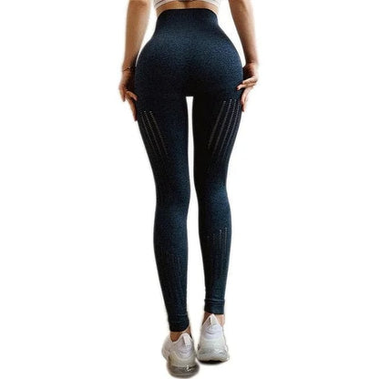 Marine Sportleggings mit Zierstreifen