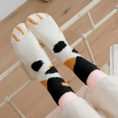 Mehrfarben Dicke Socken mit Pfotenmotiv