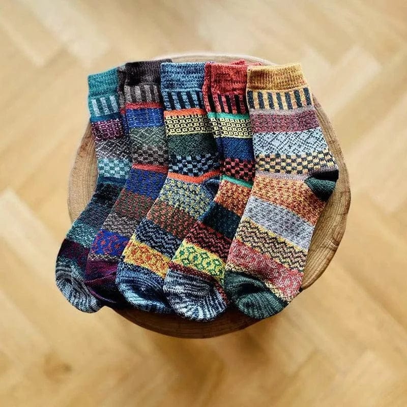 Mehrfarben Warme Damensocken - 5er Pack