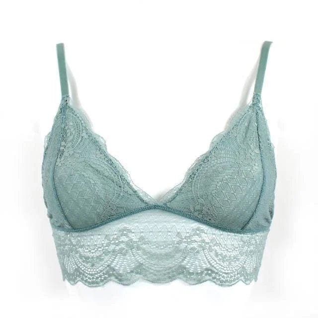 Minze Triangel-Spitzen-Bralette mit fallendem Saum