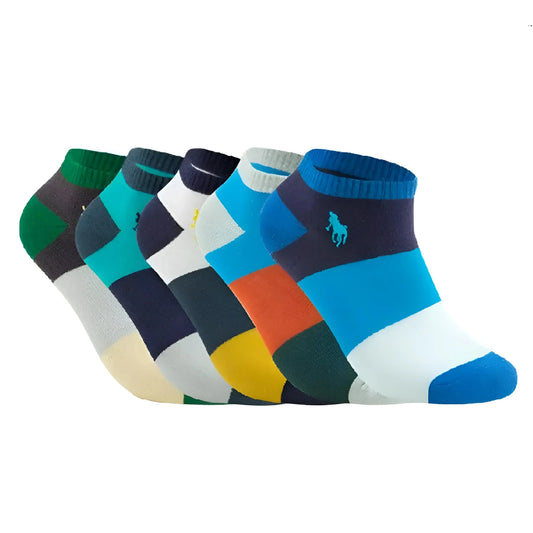 Multicoloured 5 Pack of Men's Ankle Socks in Colourful Stripes