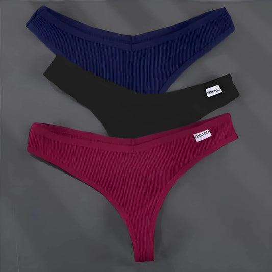 Navy-Black-Burgundy 3 Pack - Comfortable Women's Thongs