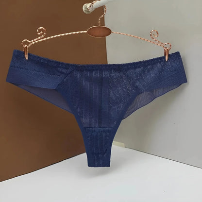 Navy Brazilian Knickers with Sheer Mesh Detail