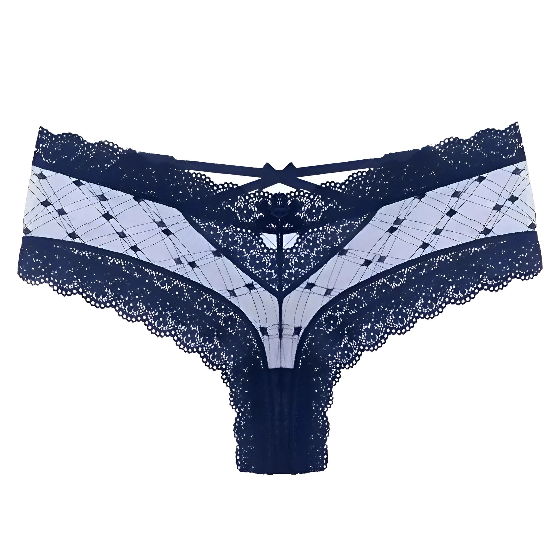 Navy Lace Knickers with Straps at the Back