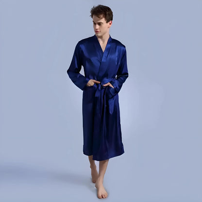 Navy Men's Satin Robe