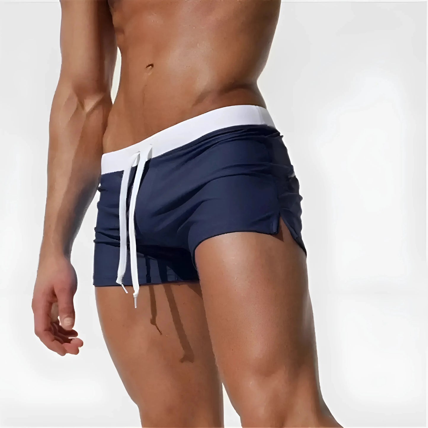 Navy Short Swim Shorts with Pocket