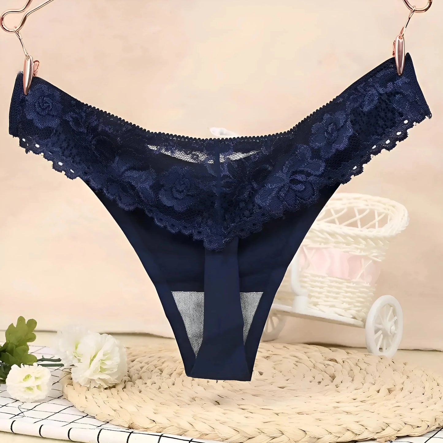 Navy Universal Lace Thongs