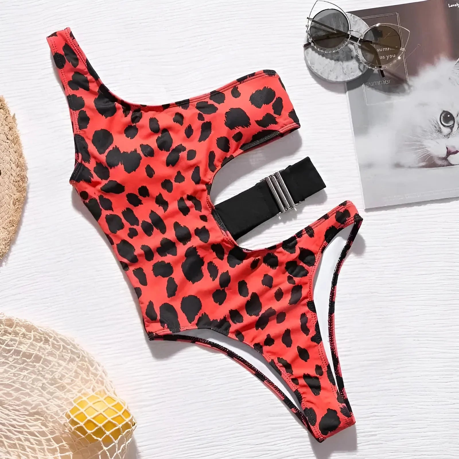 One-Piece Swimsuit with Cut-Outs