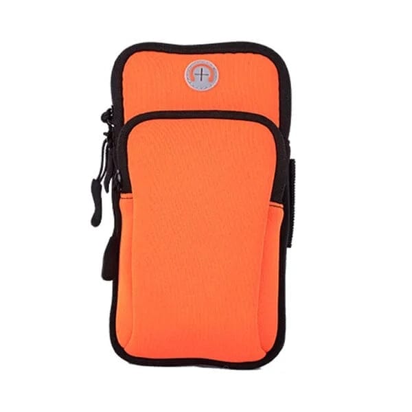 Orange Armband zum Joggen mit einer Tasche