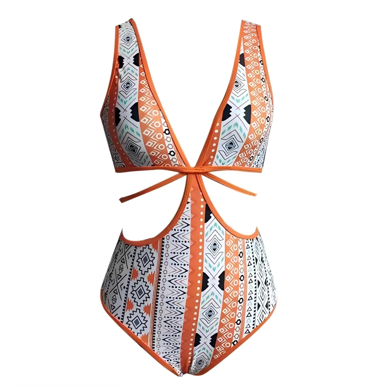 Orange Aztec Print One-Piece Swimsuit