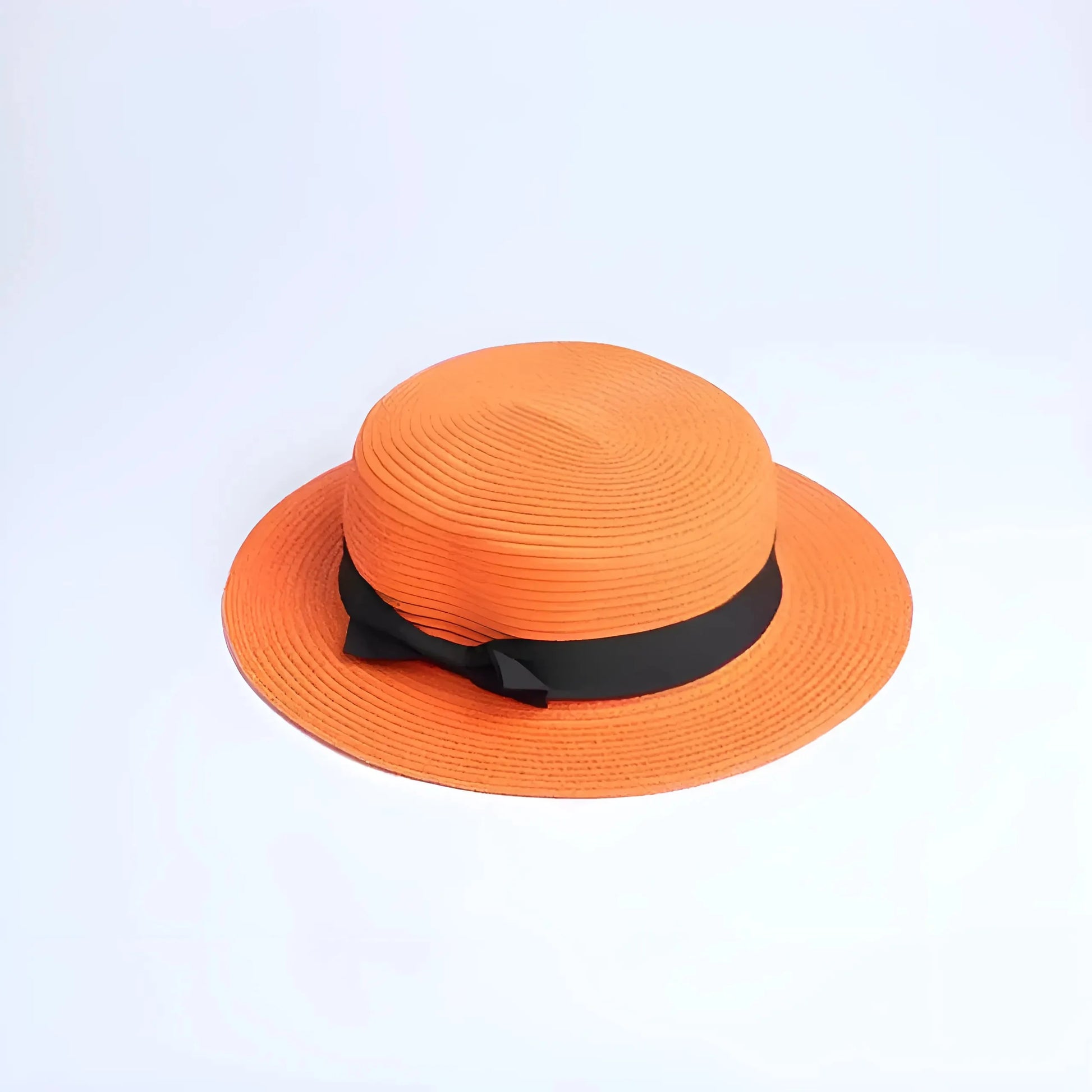 Orange Beach Hat with Black Ribbon