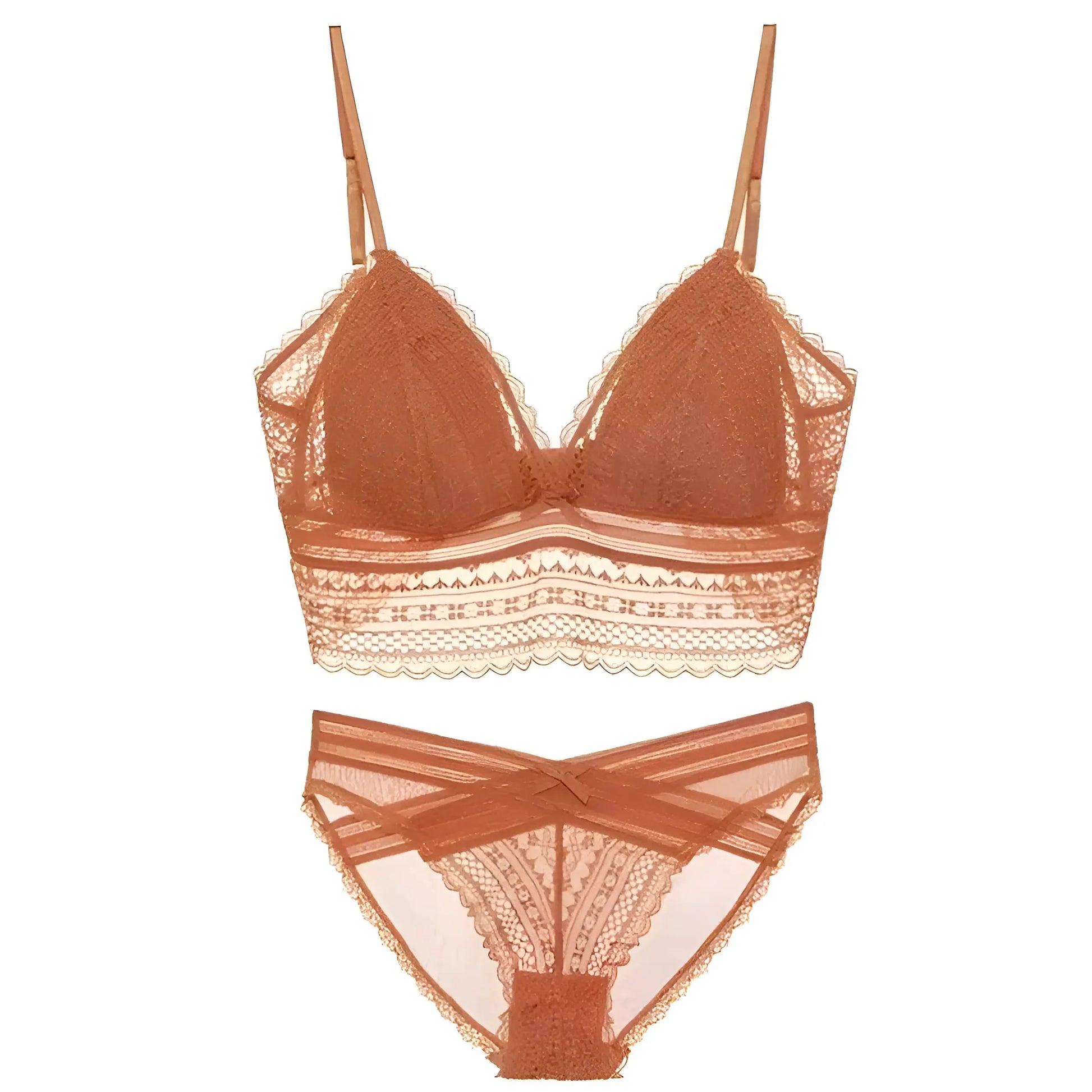 Orange Lace Lingerie Set with Low Back
