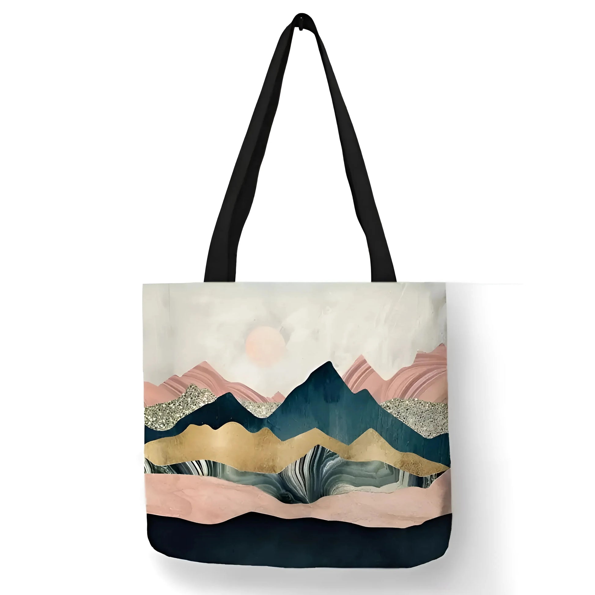 Pink Beach Bag with Printed Designs