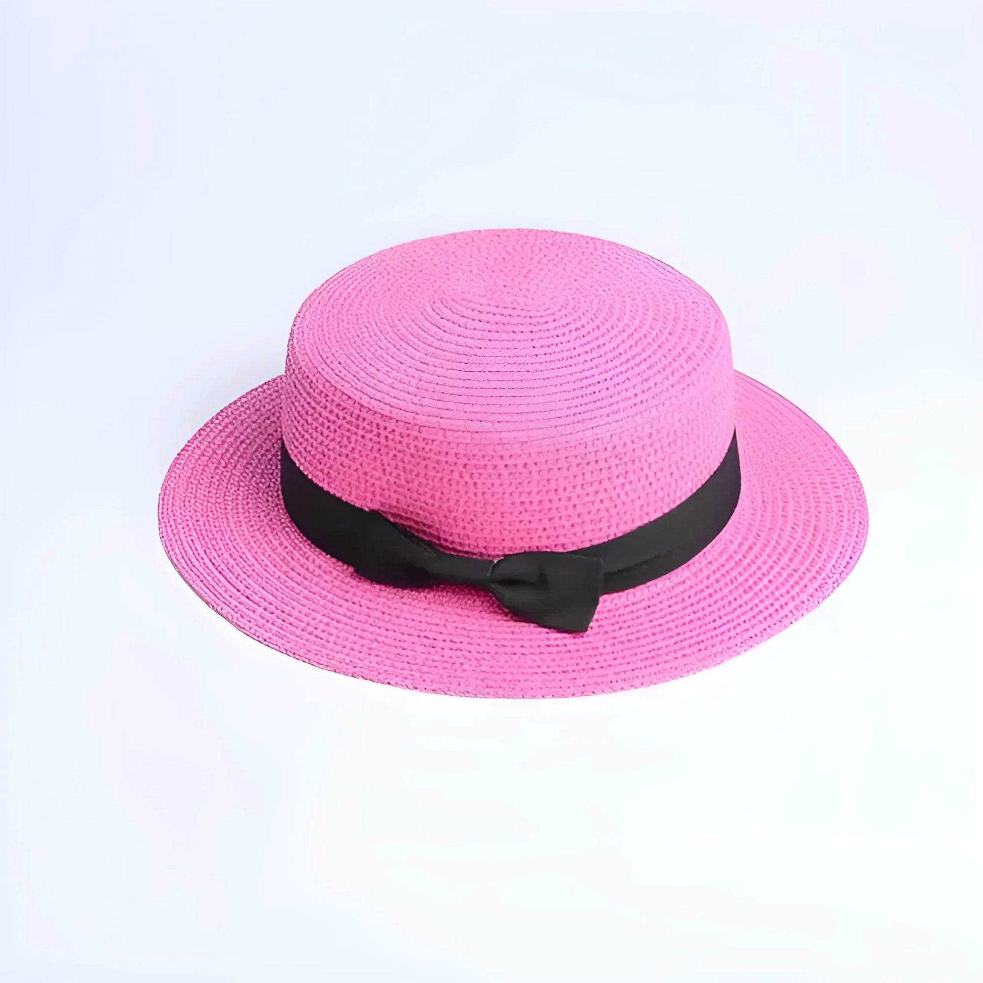 Pink Beach Hat with Black Ribbon