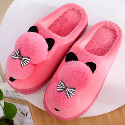 Pink Cat Print Slippers