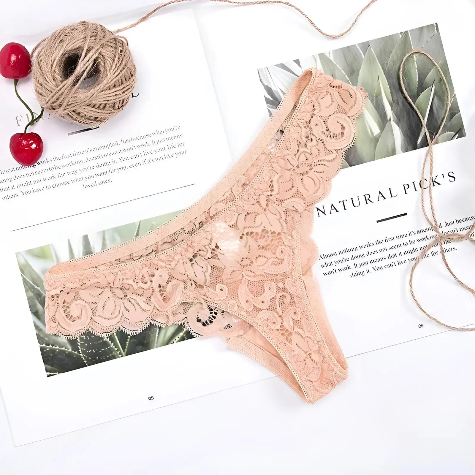 Pink Classic Lace Thongs