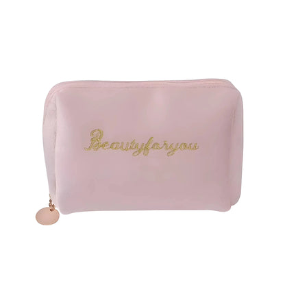 Pink Compact Zip-Up Cosmetic Bag