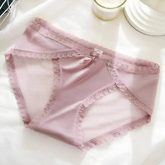 Pink Lace Knickers with Decorative Trim