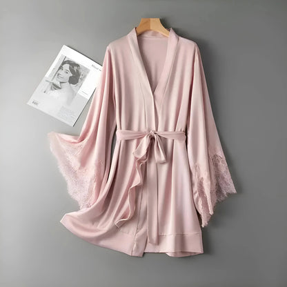 Pink Lace Sleeve Dressing Gown