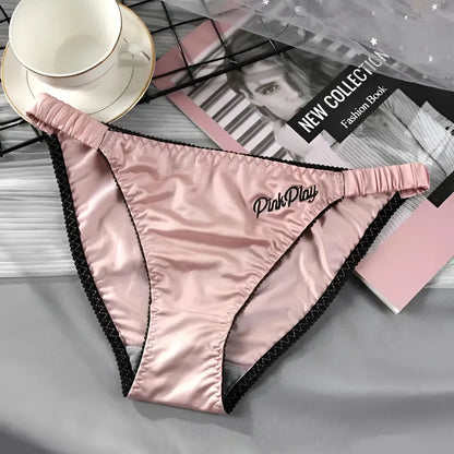 Pink Satin Classic Knickers with Elastic Waistband