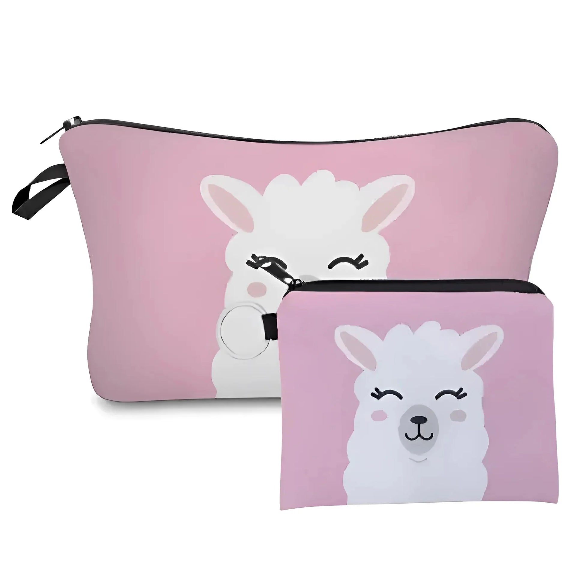 Pink Set of Two Zip Cosmetic Bags