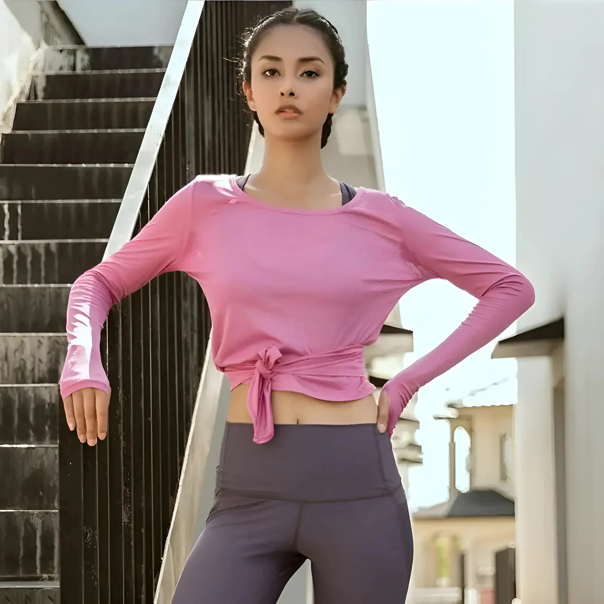 Pink Sporty Top with Tie Detail