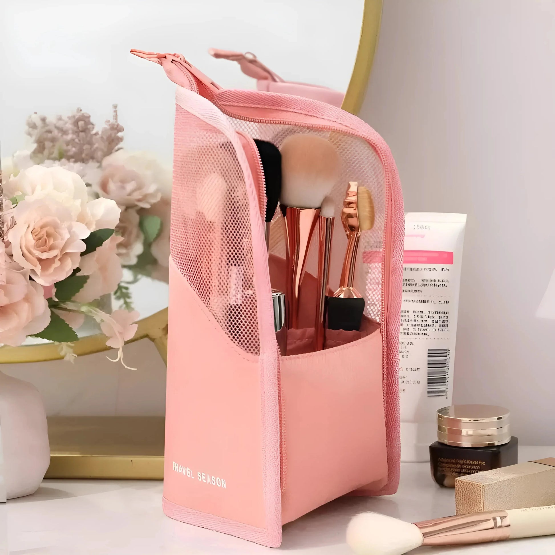 Pink Standing Brush Holder for Makeup Brushes