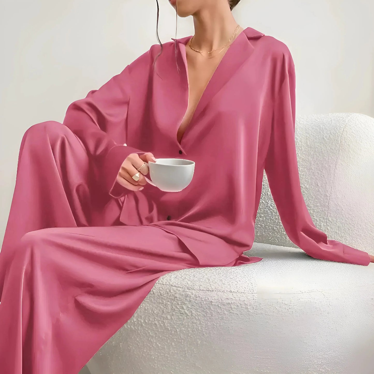 Pink Wide satin pyjama