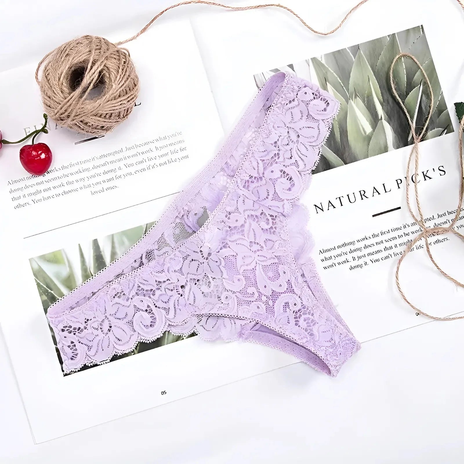 Purple Classic Lace Thongs