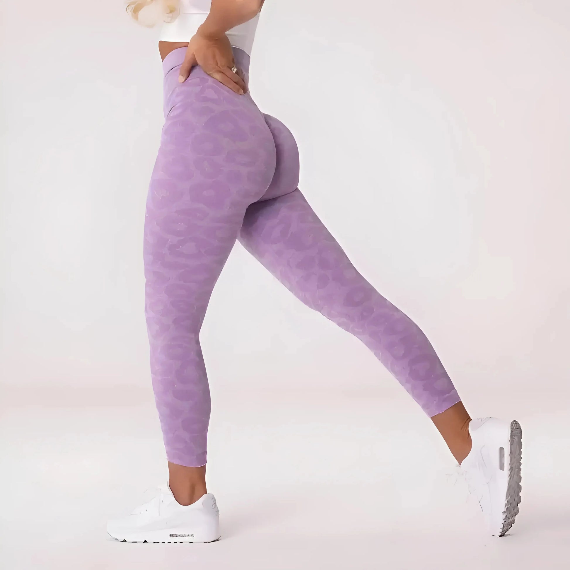 Purple Women's Leopard Print Sports Leggings