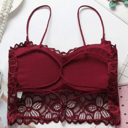  Push-up-Bralette aus Spitze mit fallendem Saum