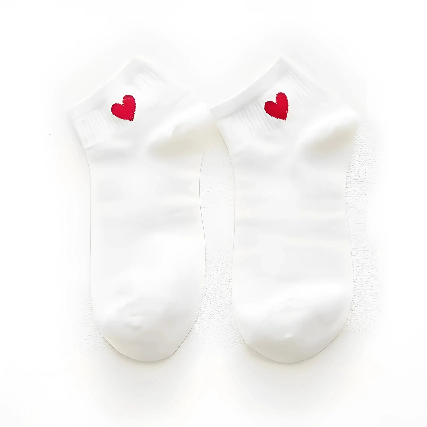 Red Ankle Socks with Decorative Heart