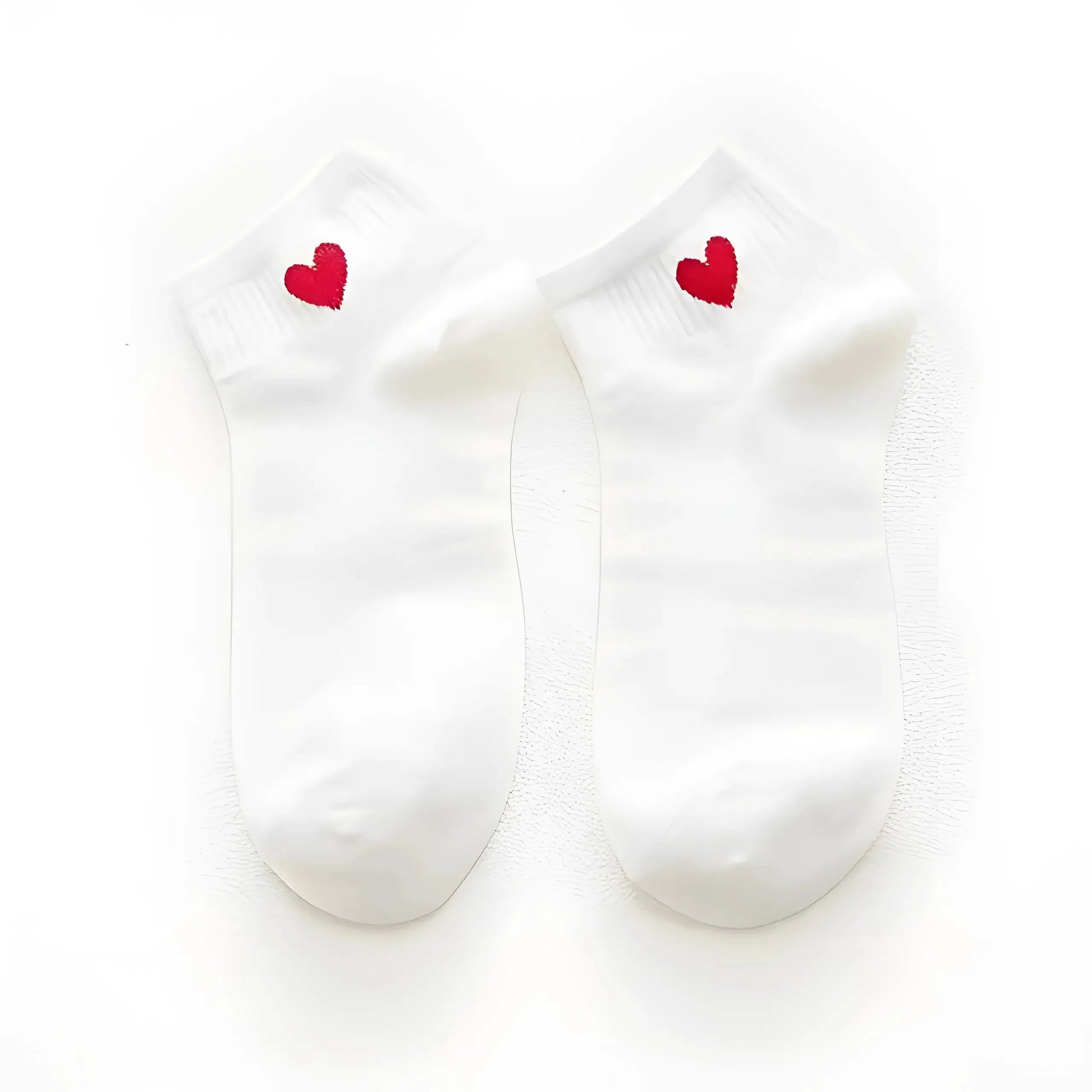 Red Ankle Socks with Decorative Heart