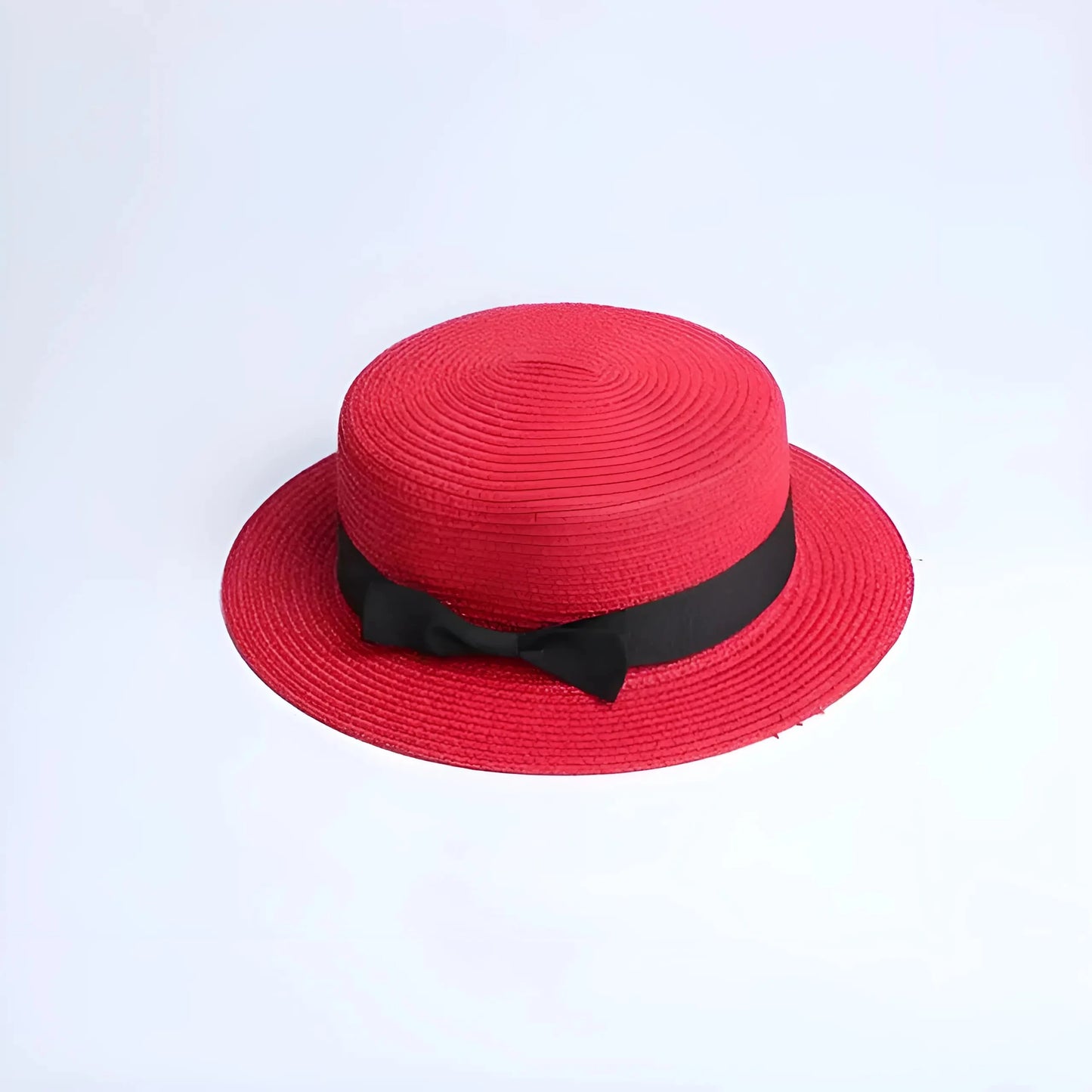 Red Beach Hat with Black Ribbon