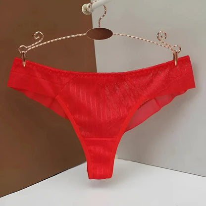 Red Brazilian Knickers with Sheer Mesh Detail