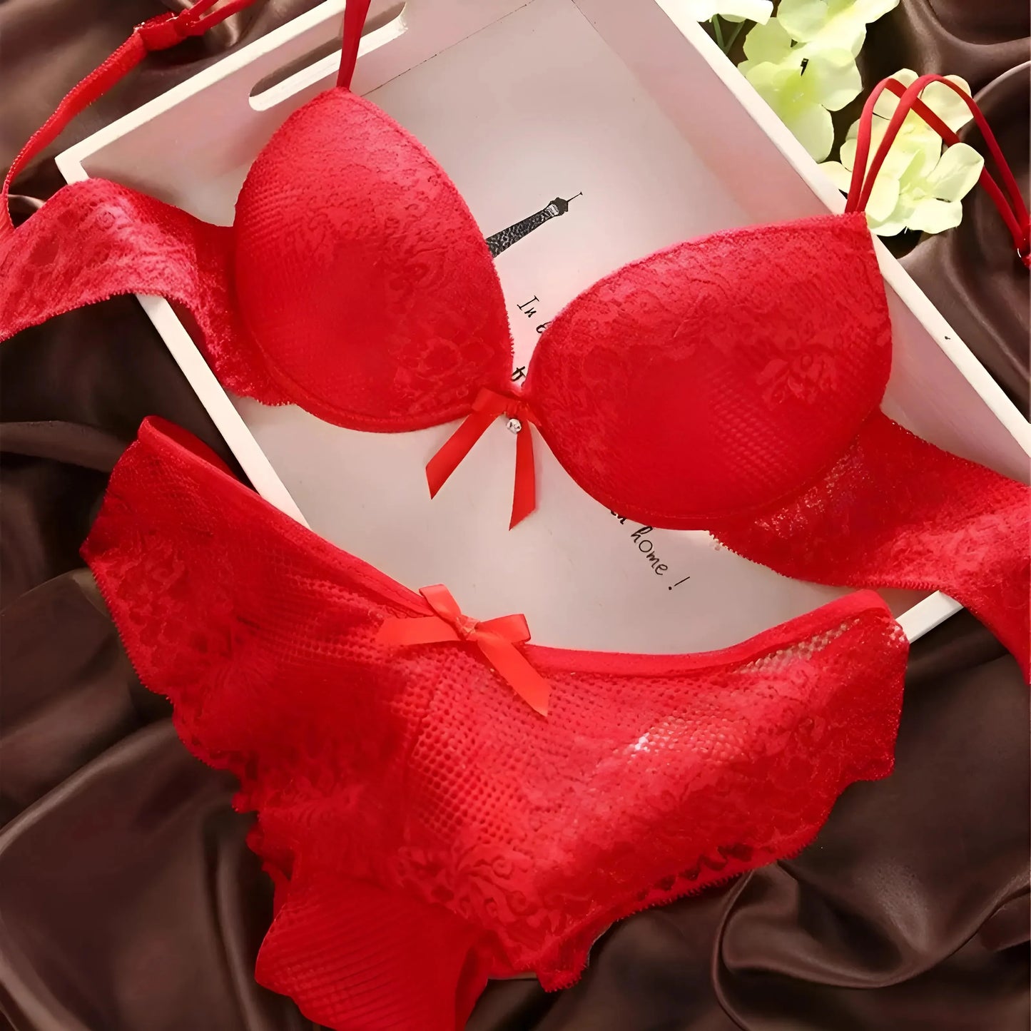 Red Classic Lace Lingerie Set