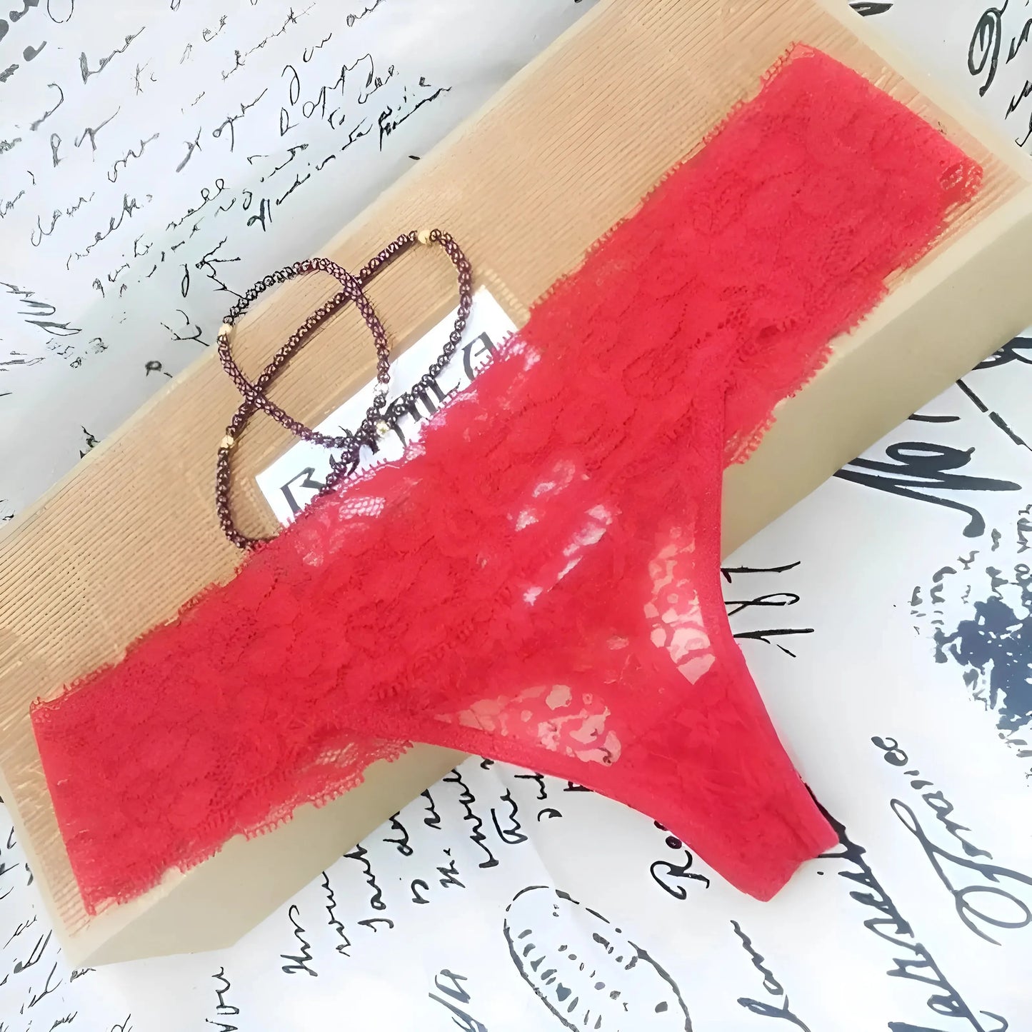 Red Classic Lace Thongs