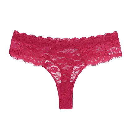 Red Classic Lace Thongs