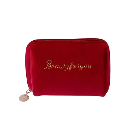 Red Compact Zip-Up Cosmetic Bag