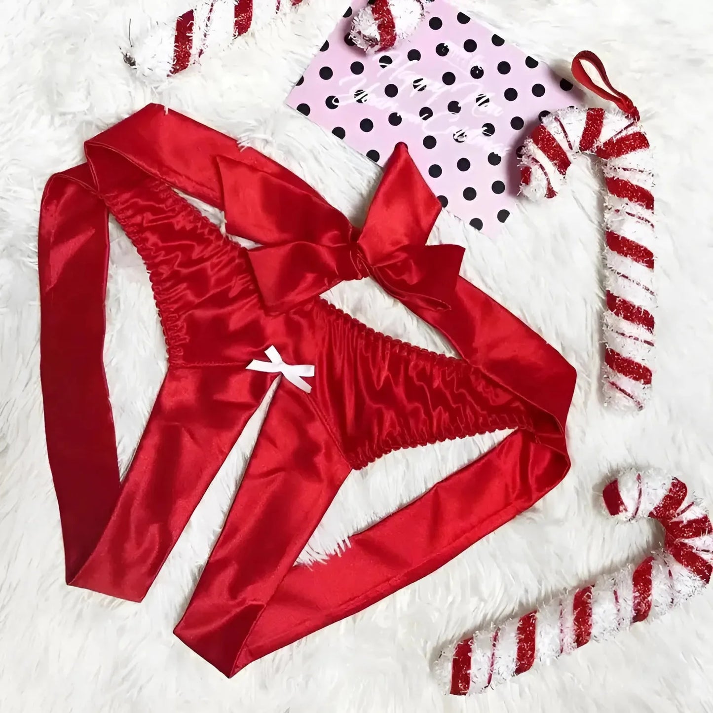 Red Cut-Out Knickers with Bow Detail