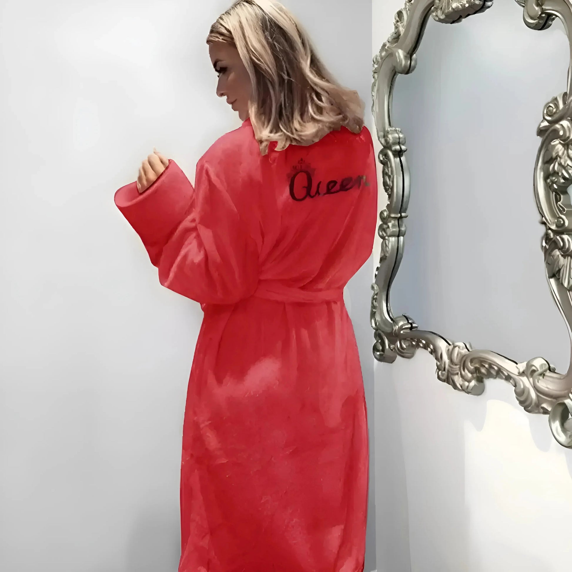 Red Fluffy Women's Robe "Queen"