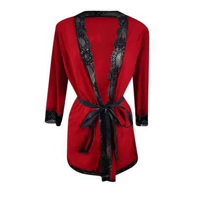 Red Lace Trimmed Wrap Robe