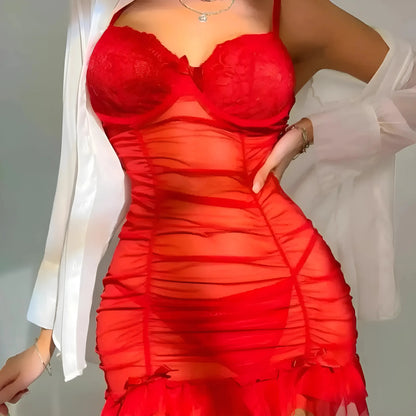 Red Ruched Nightdress