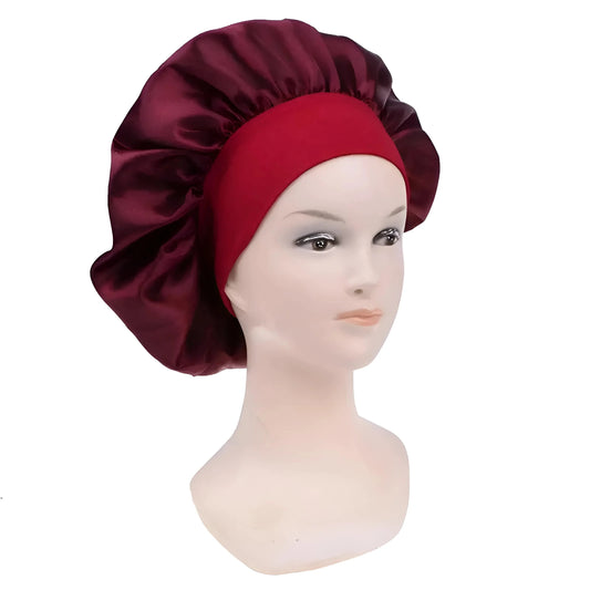 Red Satin Sleep Cap with Elastic Band