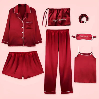 Red Seven-Piece Sleep Set