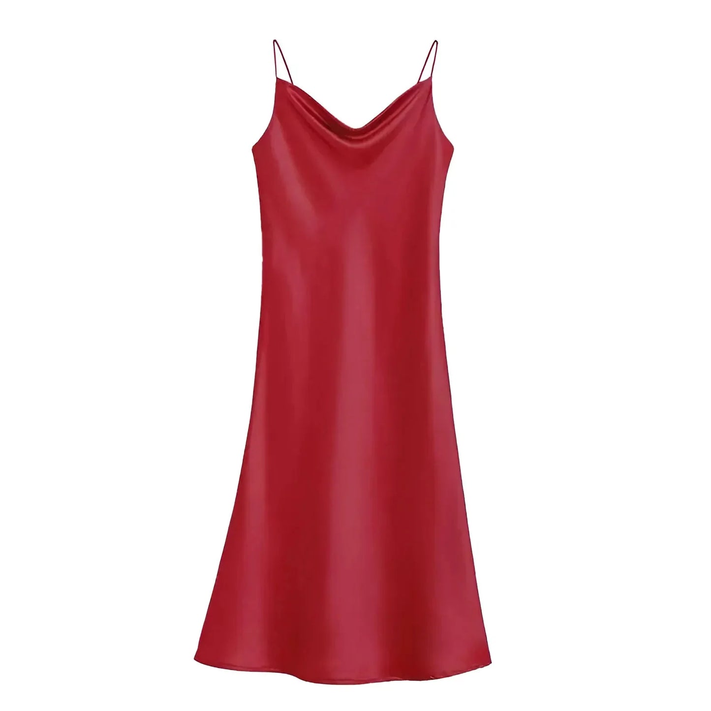 Red Smooth Nightdress with Split