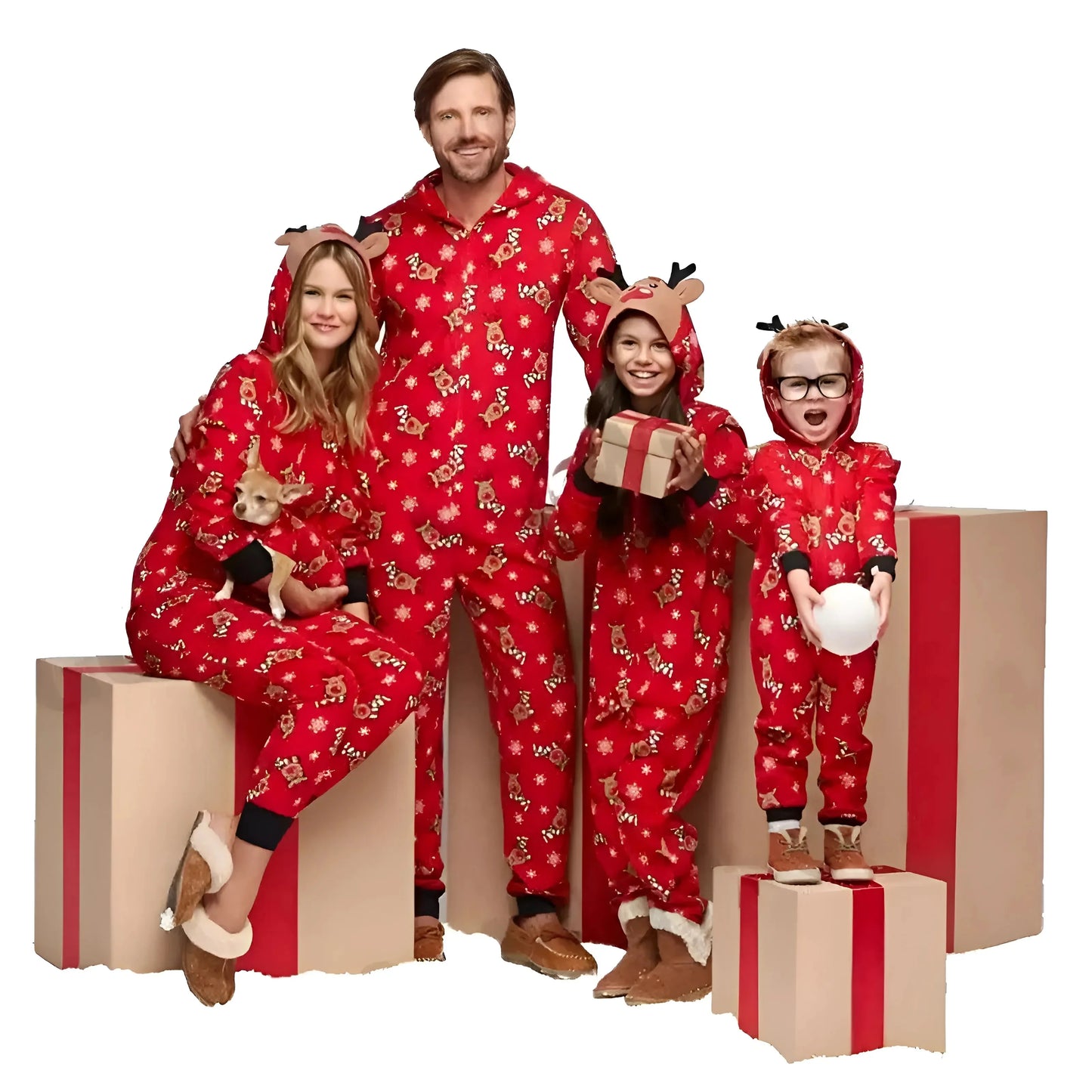 Red Women's Christmas-Themed One-Piece Pyjama