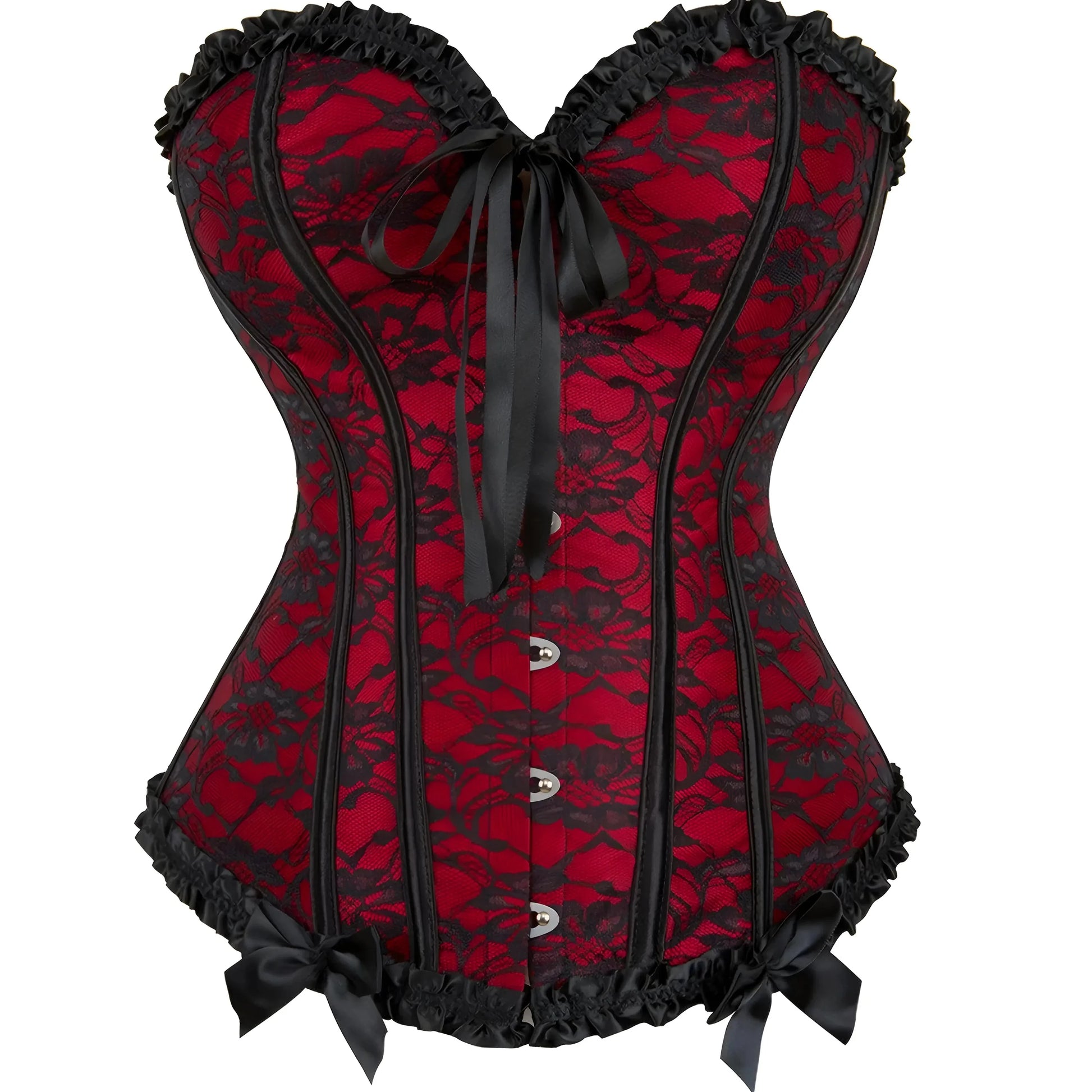 Red Women's Corset with Black Lace