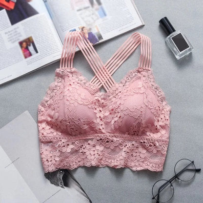 Rosa Bralette-BH aus Spitze in Form eines Oberteils